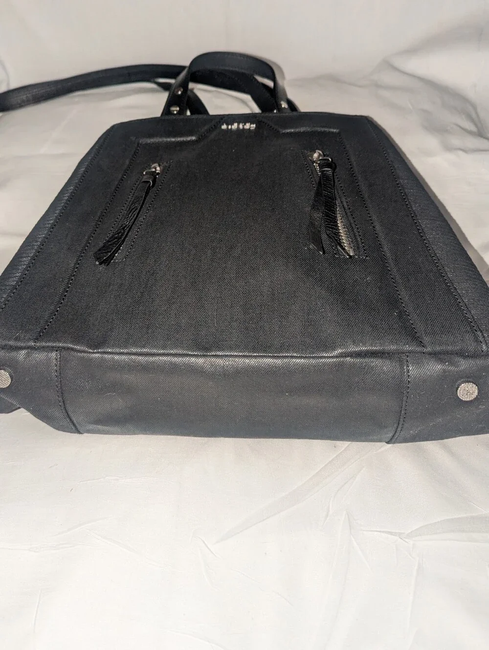 Diesel Le Zipper Le Tracy Tote Black Denim Leather Details